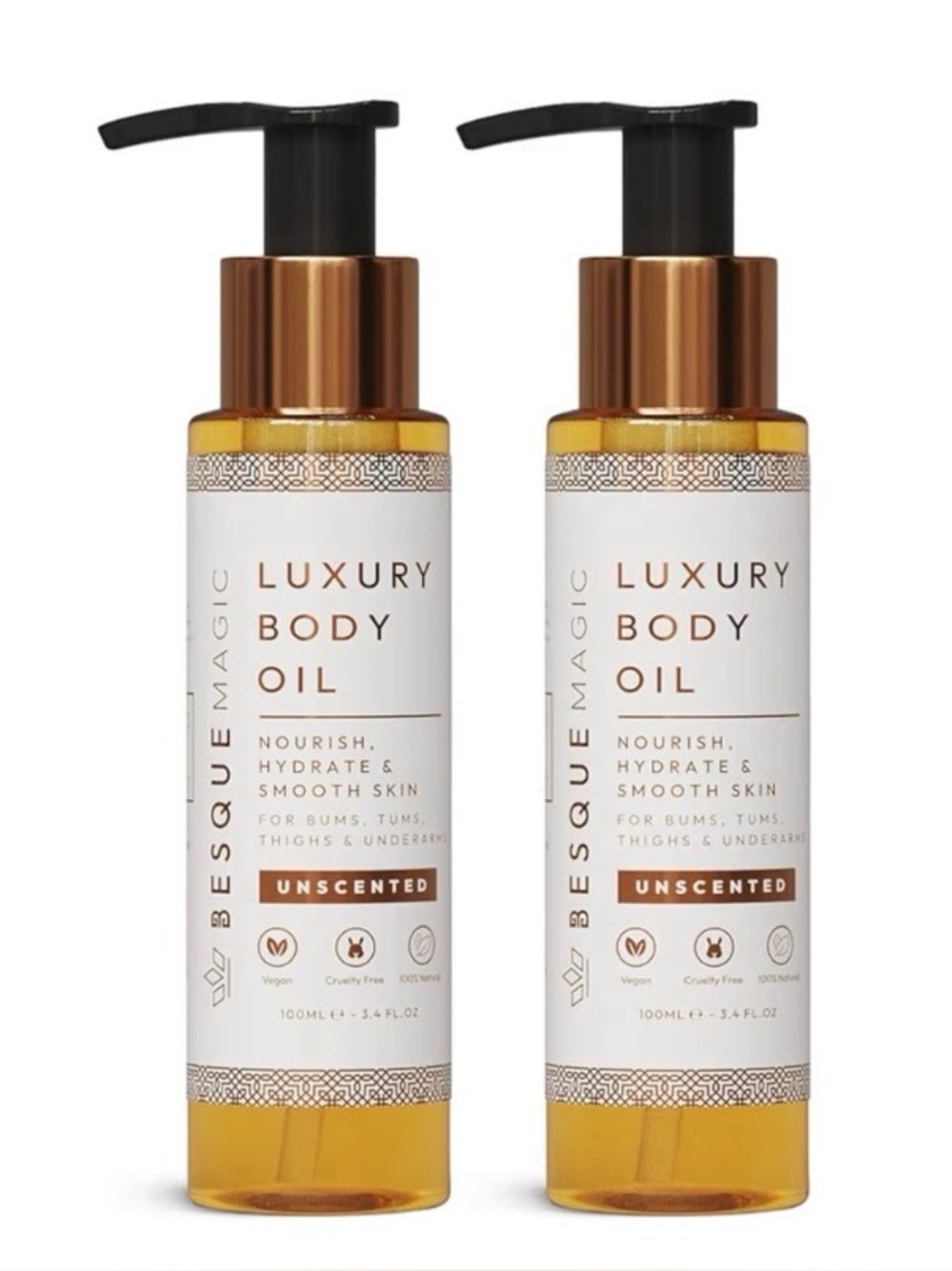 2 Besque Magic Luxury Body Oil, Unscented 100ml  (3.4Fl oz.) NEW.